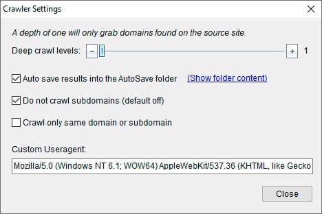 expired domain finder - crawler settings