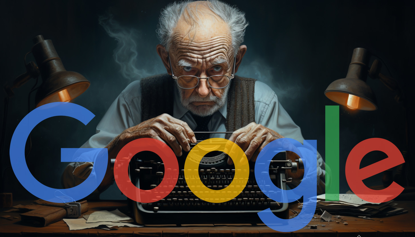 Viejo Confundido Máquina De Escribir Logotipo De Google