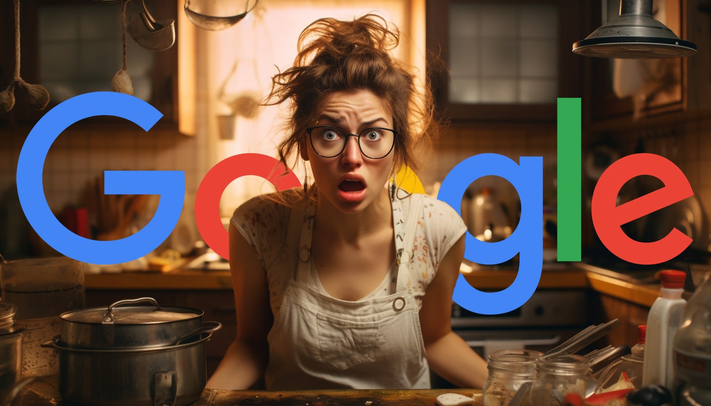 Mujer Frustrada Cocinando Cocina Logotipo Google